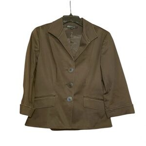 Lafayette 148 New York brown blazer jacket size 10 3 buttons